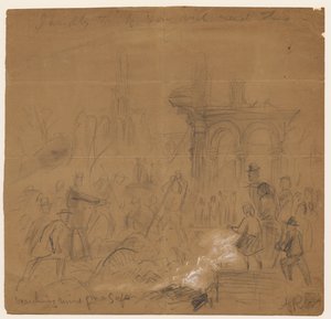 Suche nach einem Safe in den Ruinen nach dem Chicagoer Brand von 1871 von Alfred Rudolph Waud