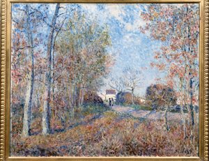 Eine Ecke des Waldes mit Sablons oder der Weg zum Waldrand (Waldkante von Fontainebleau, in der Nähe von Moret-sur-Loing)