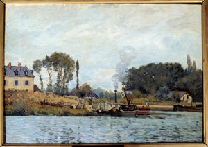 Boot an der Schleuse von Bougival