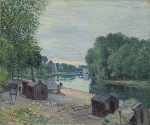 Hütten am Rand des Loing von Alfred Sisley