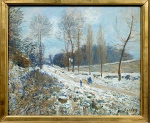 La côte du Coeur-Volant in Marly im Schnee von Alfred Sisley