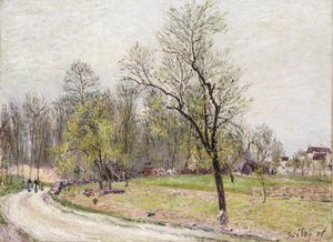 Am Waldrand im Frühling, am Abend von Alfred Sisley