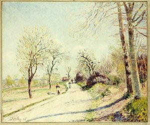 Die Straße von Veneux nach Moret an einem Frühlingstag, 1886 von Alfred Sisley