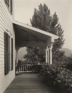 Haus, Blätter und Baum
