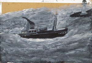 Fischerboot und Pier von Alfred Wallis