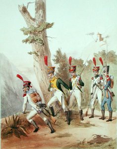 Französische Truppen, graviert von Gustave David (1824-91)