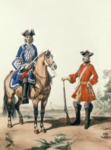 Probstmarschall der Gendarmerie und ein Mitglied der Militärpolizei im Jahr 1724, graviert von D. Noirmont von Alfred de after Marbot
