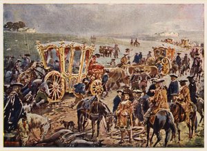 König Johann V. von Portugal reist zur spanischen Grenze von Alfredo Roque Gameiro