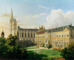 Die Abteikirche von Saint-Denis und die Schule der Ehrenlegion im Jahr 1840