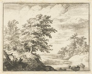 Flusslandschaft mit Ruderboot von Allaert van Everdingen
