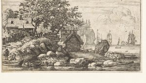 Flusslandschaft mit zwei Ruderbooten