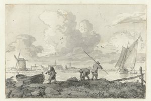 Fischer mit ihrem Ruderboot an der Spaarne bei Haarlem von Allaert van Everdingen
