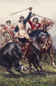 Kampf zwischen einem Ironside und einem Kavalleristen von Allan (after) Stewart