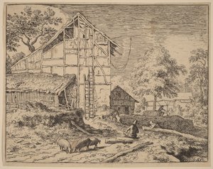 Hütte mit zwei Leitern von Allart van Everdingen