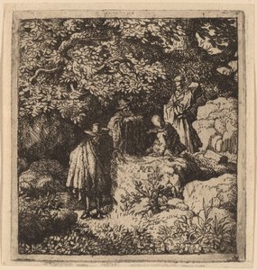 Vier Figuren unter einem Baum, wahrscheinlich ca. 1645-1656 von Allart van Everdingen