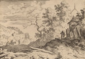 Hütte mit den Überresten einer Hecke von Allart van Everdingen