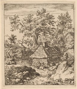 Landschaft mit Mühlstein neben einem Fass von Allart van Everdingen