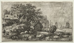 Landschaft mit zwei leeren Booten von Allart van Everdingen