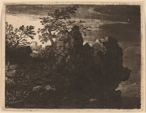 Großer Felsen am Fluss von Allart van Everdingen