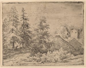 Mann zwischen zwei Tannen, wahrscheinlich ca. 1645-1656 von Allart van Everdingen
