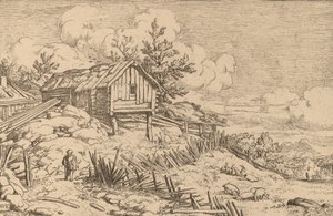 Mann nahe dem Eingang einer ruinösen Hecke, wahrscheinlich um 1645-1656 von Allart van Everdingen