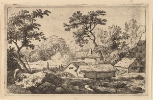 Mühle unter einem Wasserfall