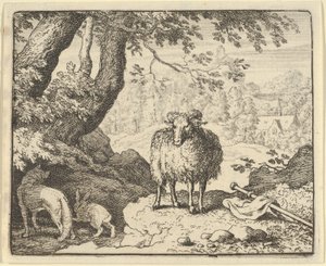 Renard überzeugt den Hasen, seinen Bau zu betreten, und tötet ihn von Allart van Everdingen