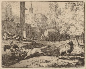 Reineke versucht, einen Hahn zu stehlen, wahrscheinlich um 1645-1656 von Allart van Everdingen