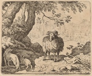 Reineke kehrt nach Hause zurück, begleitet von dem Widder und dem Kaninchen von Allart van Everdingen