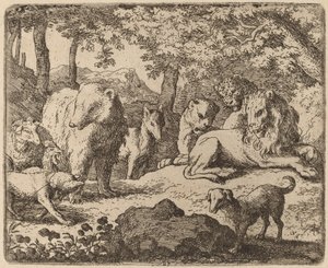 Reynard wird freigelassen, um seine Geschichte zu erzählen, wahrscheinlich ca. 1645-1656 von Allart van Everdingen