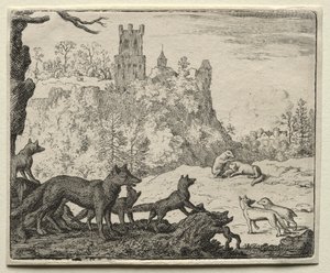 Reineke Fuchs: Reineke und der Dachs reisen zum Hof von Allart van Everdingen