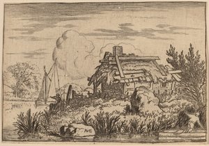 Verfallenes Häuschen, umgeben von Wasser, wahrscheinlich ca. 1645-1656 von Allart van Everdingen