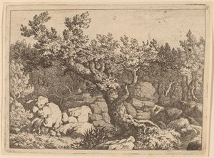 Sportler in der Nähe eines großen Baumes, wahrscheinlich ca. 1645-1656