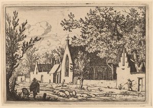 Schweinehirt in der Nähe einer Kapelle, wahrscheinlich ca. 1645-1656 von Allart van Everdingen