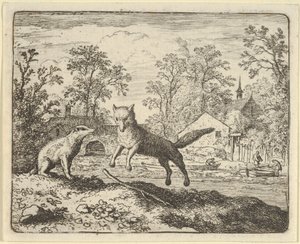 Der Dachs verhängt als Strafe dreimal über einen Stock auf dem Boden zu springen, 1650-75 von Allart van Everdingen