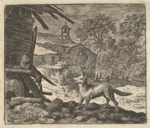 Die Katze klettert auf eine Scheune von Allart van Everdingen