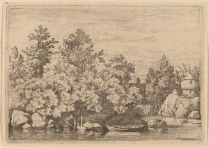 Der Cudgel-Damm und die überdachte Brücke, wahrscheinlich ca. 1645-1656 von Allart van Everdingen