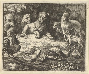 Der Hahn beschuldigt Renard des Mordes an seinem Huhn von Allart van Everdingen