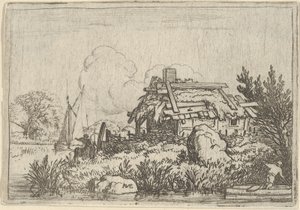 Die zerstörte Hütte, umgeben von Wasser, 17. Jahrhundert