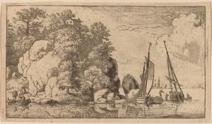 Zwei Boote auf einem breiten Fluss von Allart van Everdingen