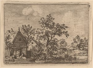 Zwei Fässer vor einem Cottage