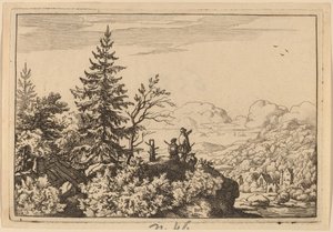 Zwei Männer auf einem Hügel, wahrscheinlich ca. 1645-1656 von Allart van Everdingen