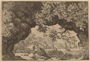 Blick durch einen durchbrochenen Felsen, wahrscheinlich um 1645-1656 von Allart van Everdingen