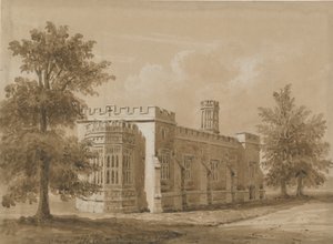 Tixall - Kapelle in Tixall Hall (Rötel-Sepia-Waschzeichnung) von Allen Edward Everitt