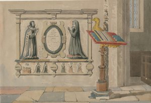 Wednesbury Kirche - Denkmal für Thomas und Eleanor Parkes: Aquarell, 23. März 1843