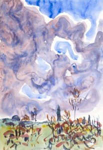 Aquarell Nr. 31, Landschaft mit Wolken