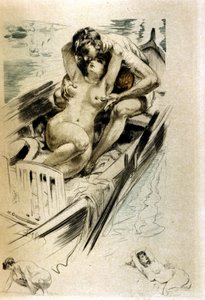 Galante Szene (Gravur) von Almery Lobel Riche