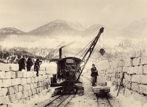 Bau der Worcheiner Tunnel, begonnen 1897. Foto 1905 von Alois Beer