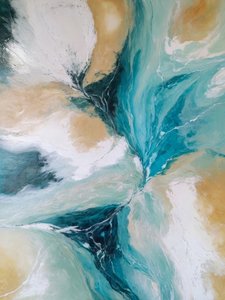 Teal Goldene Wellen
