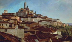 Siena, von Alfonso Hollaender, Öl auf Leinwand auf Karton, 31x51,5 cm
